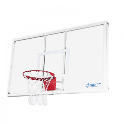 TABELA DE BASQUETE ACRÍLICO 10mm DE 1,80X1,20 C/ ARO FLEXÍVEL E REDE (PAR)