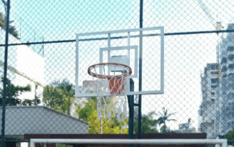 Tabela de Basquete - Vidro Temperado 1,80x1,05 c/ Aro Flexível e Rede (PAR)