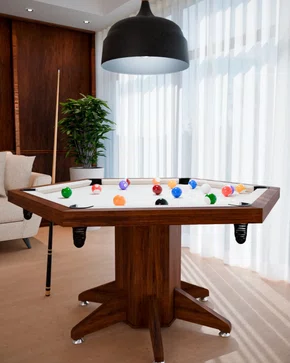 Mesa de Sinuca e Jantar - Sextavada Branca